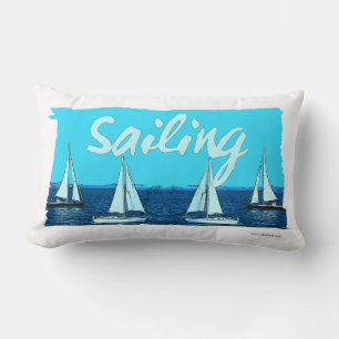 Sailing Vintage Cartoon Lumbar Pillow