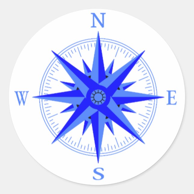 Sailing - Wind Rose Compass Nautical Shirt Classic Round Sticker (Front)
