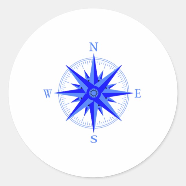 Sailing - Wind Rose Compass Nautical Shirt Classic Round Sticker (Front)