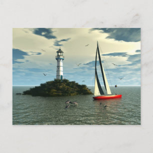 Sailing with dolphins postcard