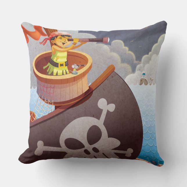 Sailing with Pirates Throw Pillow (Front)