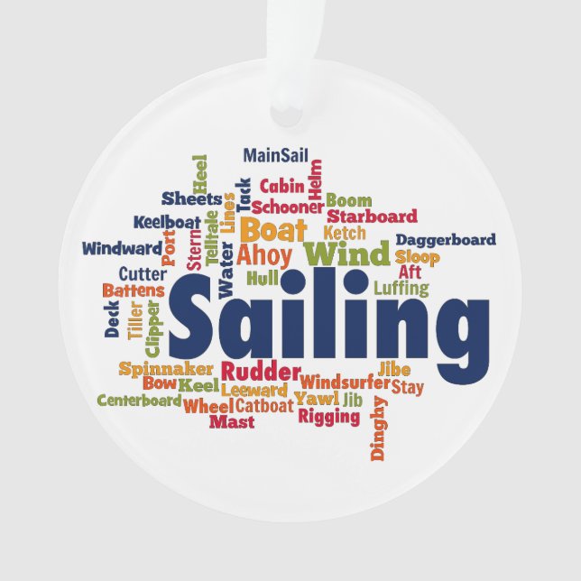 Sailing Word Cloud Ornament (Front)