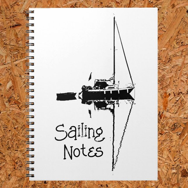 Sailing Yacht with its Reflection on a Calm Sea Notebook (Creator Uploaded)