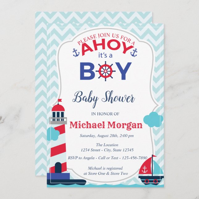 Sailor,Ahoy It's a BOY Baby Shower Invitation (Front/Back)