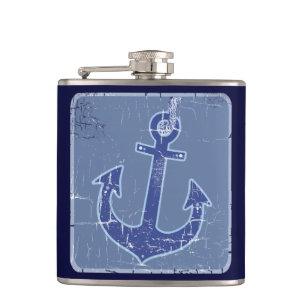 sailor anchor sealife style hip flask