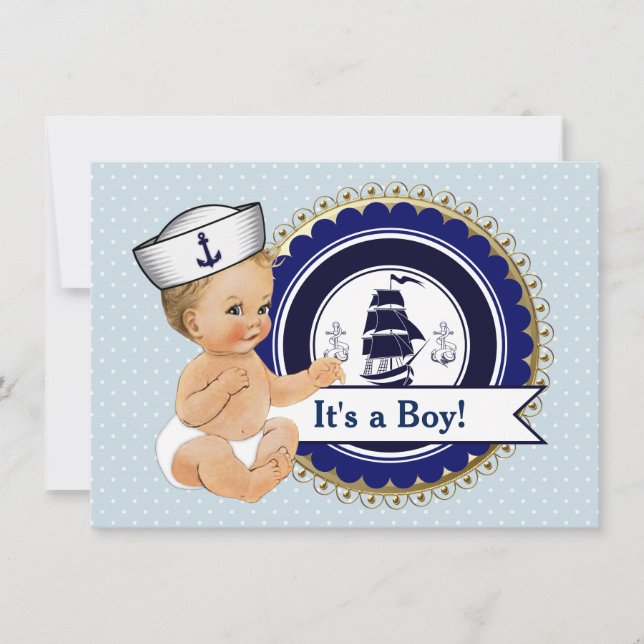 Sailor Baby Nautical Baby Shower Invitation (Front)