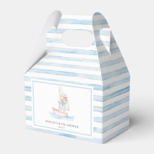Sailor Bear Blue Stripe Baby Shower Favor Box
