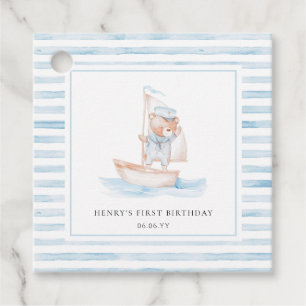 Sailor Bear Blue Stripe Birthday Favour Tags