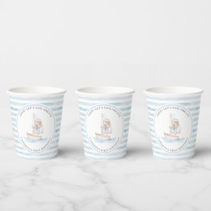 Sailor Bear Blue Stripe Birthday Paper Cups