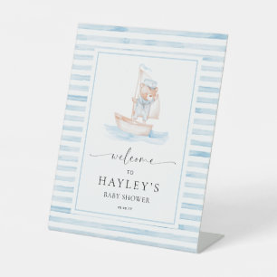 Sailor Bear Blue Stripe Welcome Pedestal Sign