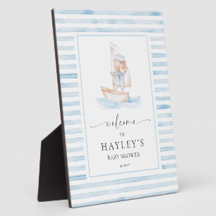Sailor Bear Blue Stripe Welcome Plaque