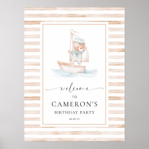 Sailor Bear Tan Stripe Welcome Poster