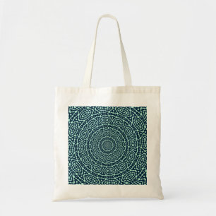 Sailor Blue and Mint Geometric Kaleidoscope Mandal Tote Bag