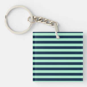 Sailor Blue and Mint Horizontal Stripes Keychain