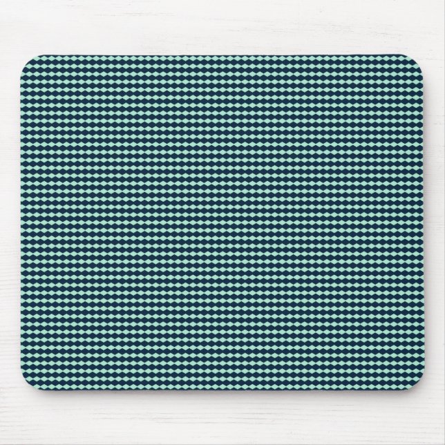 Sailor Blue and Mint Repeat Diamond Pattern Mouse Pad (Front)