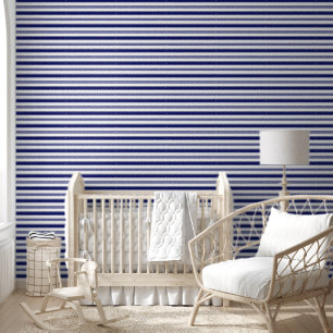 Sailor Blue and White Stripes (large scale) Wallpaper