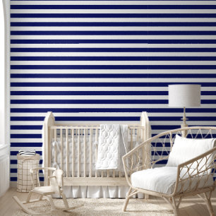 Sailor Blue & White Stripes (medium scale) Wallpaper