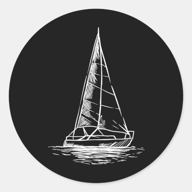 Sailor Boating Anchor - Simple Line Drawing Sailbo Classic Round Sticker (Front)