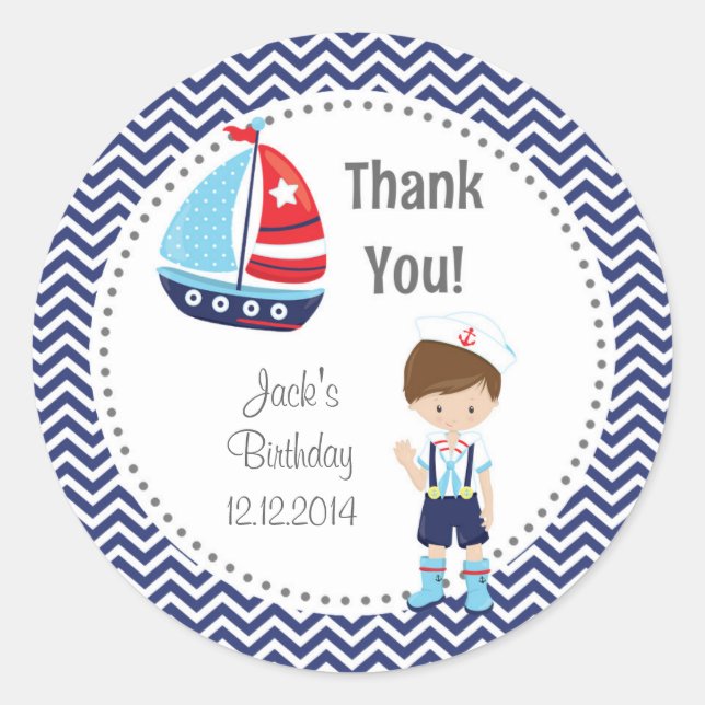 Sailor Boy Birthday Stickers (Front)