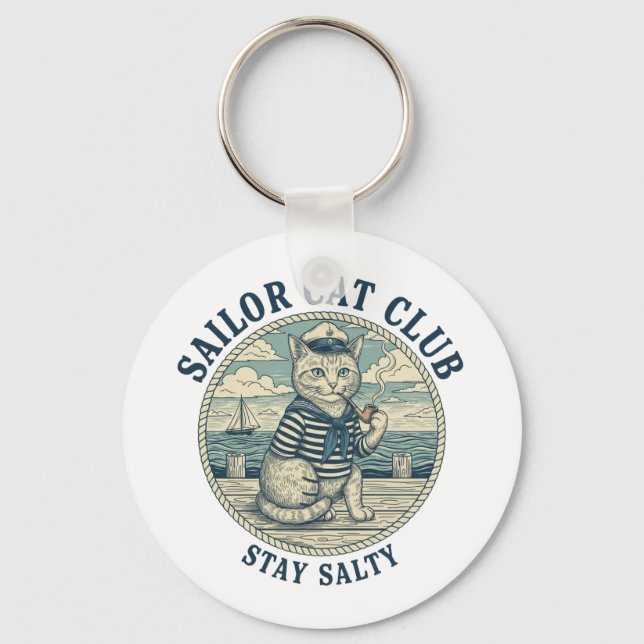 Sailor Cat Club Keychain (Front)