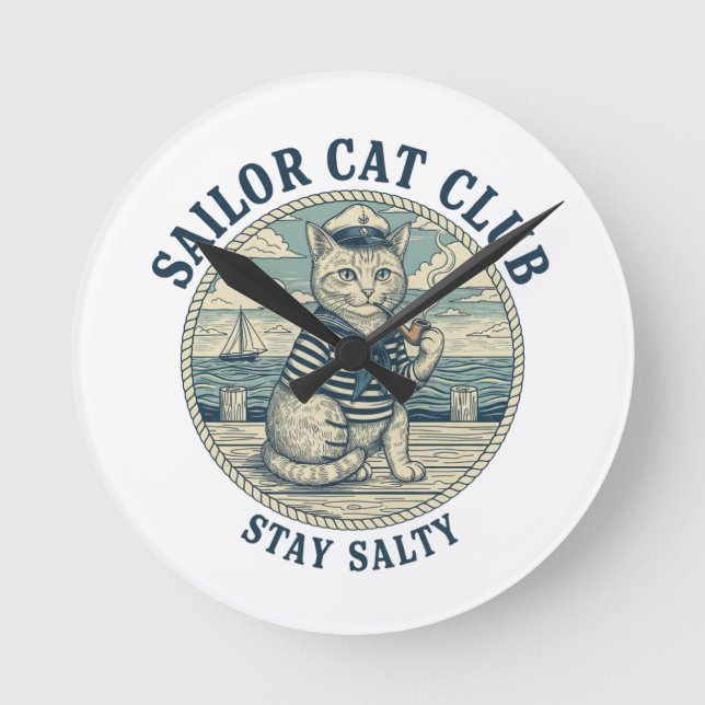 Sailor Cat Club Round Clock (Front)