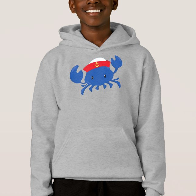 Sailor Crab, Cute Crab, Sailor Hat, Sea, Sailing (Front)
