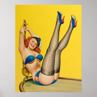 Sailor girl ! Sexy Vintage Pin up girl art poster