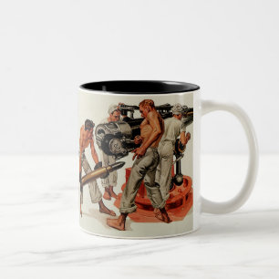 Sailor Hunks Loading the Big Gun Two-Tone Coffee Mug