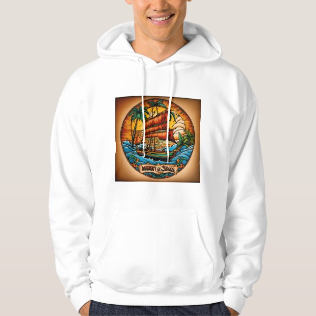 Sailor Jerry-Inspired Tropical Tattoo T-Shirt Hoodie (Front)