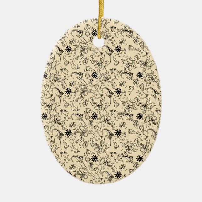 Sailor Jerry Pattern Ceramic Ornament (Front)