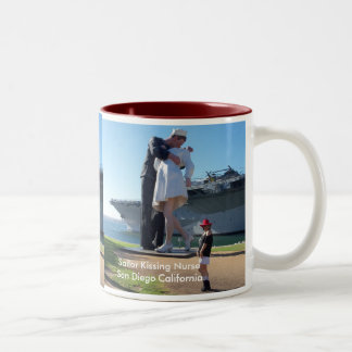 Sailor kissing Nurse San Diego Two-Tone Coffee Mug