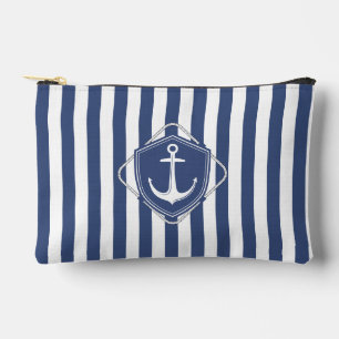 Sailor life, cobalt blue stripes & Anchor Accessory Pouch
