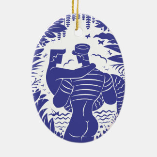 Sailor n merman ceramic ornament