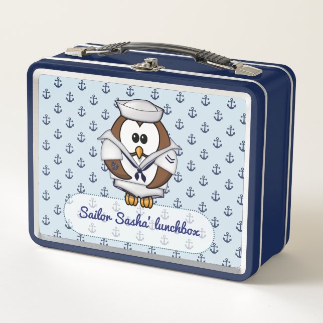 Sailor owl  - metal lunchbox (Front)
