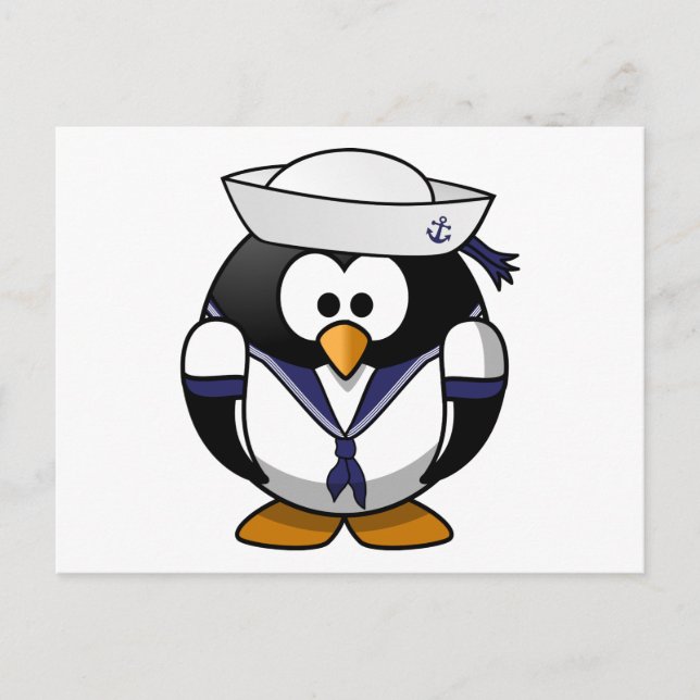 Sailor Penguin Cute Cartoon Postcard (Front)