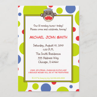 Sailor Sock Monkey Birthday Party Invitation