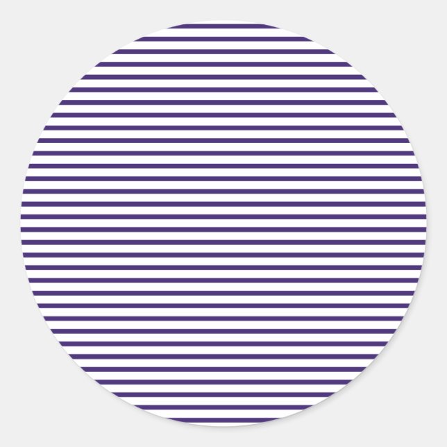 Sailor Stripes - Navy Blue and White Classic Round Sticker (Front)