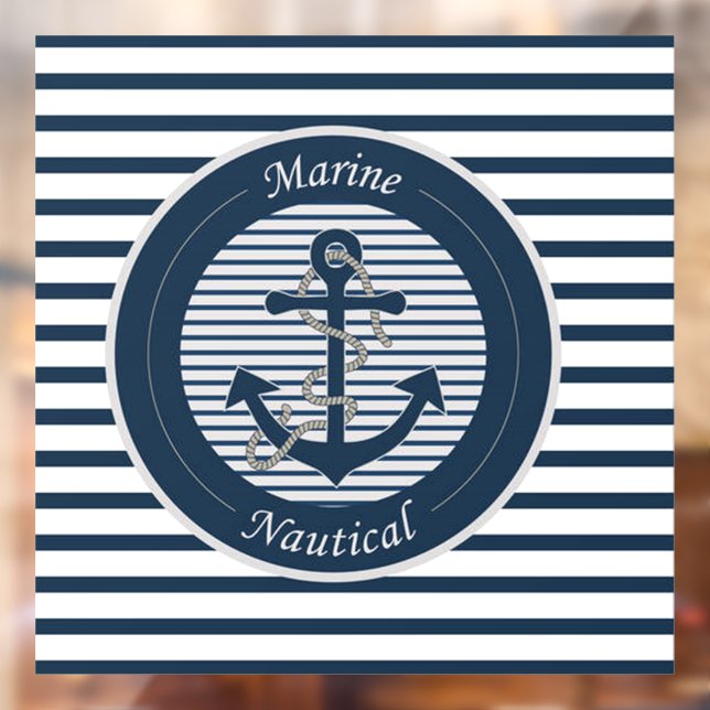 Sailor Stripes with Anchor and Rope on White Backg Window Cling (Sheet 2)