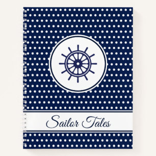 'Sailor Tales' Custom Text Template Ship's Wheel Notebook