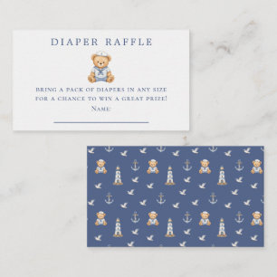 Sailor Teddy Bear Diaper Raffle Baby Shower Game Enclosure Card