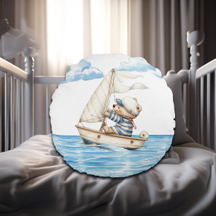 Sailor Teddy Bear Round Pillow