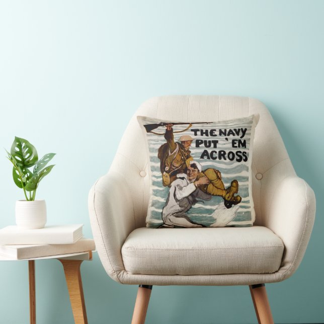 Sailor Wading As He Carries A Soldier On Shoulder Throw Pillow (Chair)