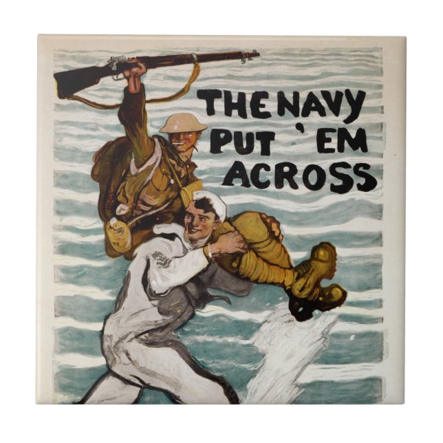 Sailor Wading As He Carries A Soldier On Shoulder Tile (Front)