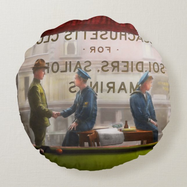 Sailor - Welcome sailor 1908 Round Pillow (Back)