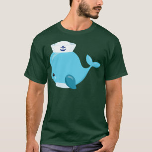 Sailor Whale Cute Whale Little Whale Blue Whale T-Shirt