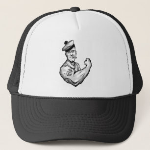 SAILOR WITH ANCHOR TATTOO TRUCKER HAT