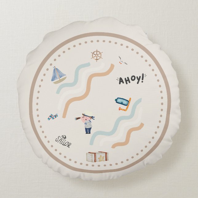 Sailor's Dream Nursery Round Coussin (Dos)