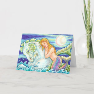 SAILOR'S FANTASY MERMAID RIDING MERHORSE, SEAHORSE CARD