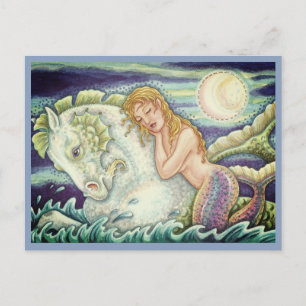 SAILOR'S FANTASY MERMAID RIDING MERHORSE, SEAHORSE POSTCARD
