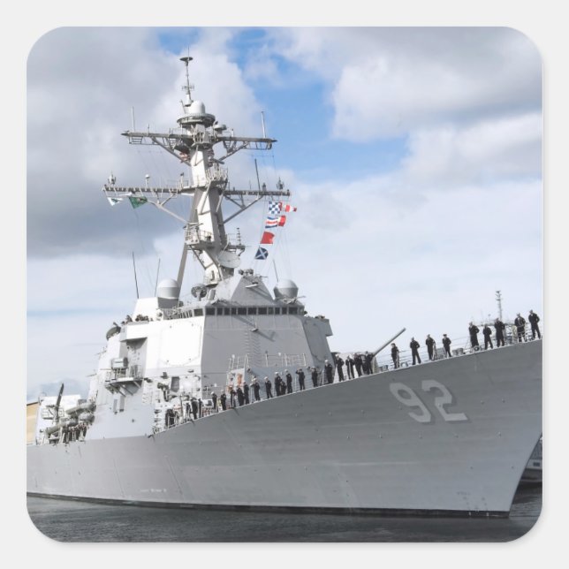 Sailors man the rails square sticker (Front)